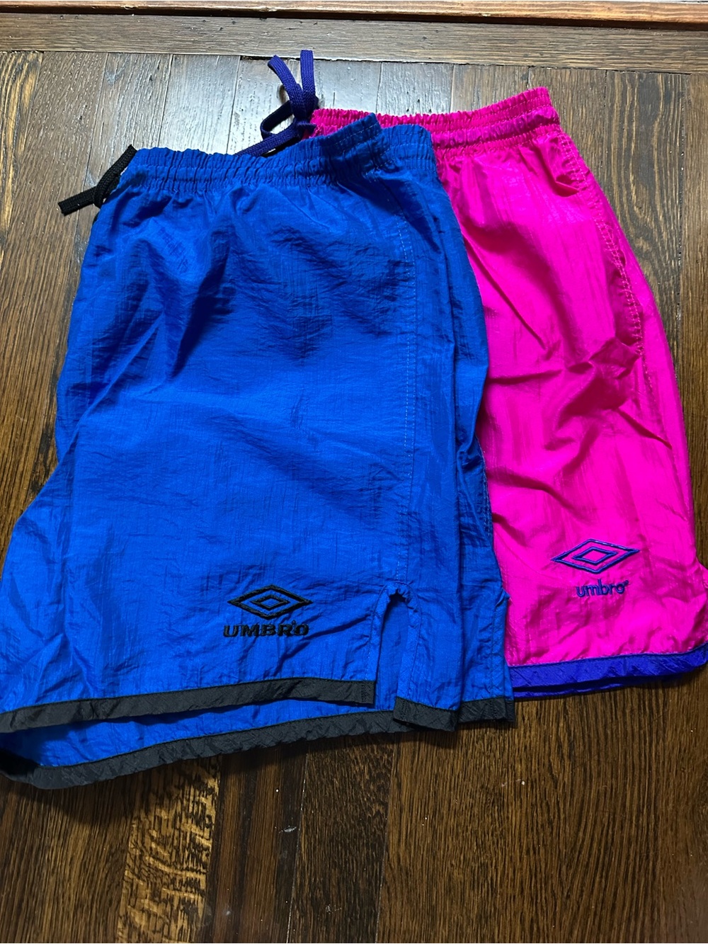 Vintage Umbro Royal Blue and Hot Pink Athletic Shorts Set